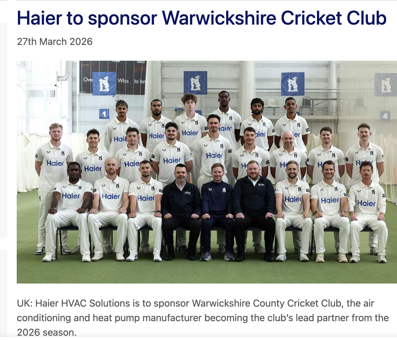 海尔暖通打通英国入口 从板球进入中产家庭消费链条